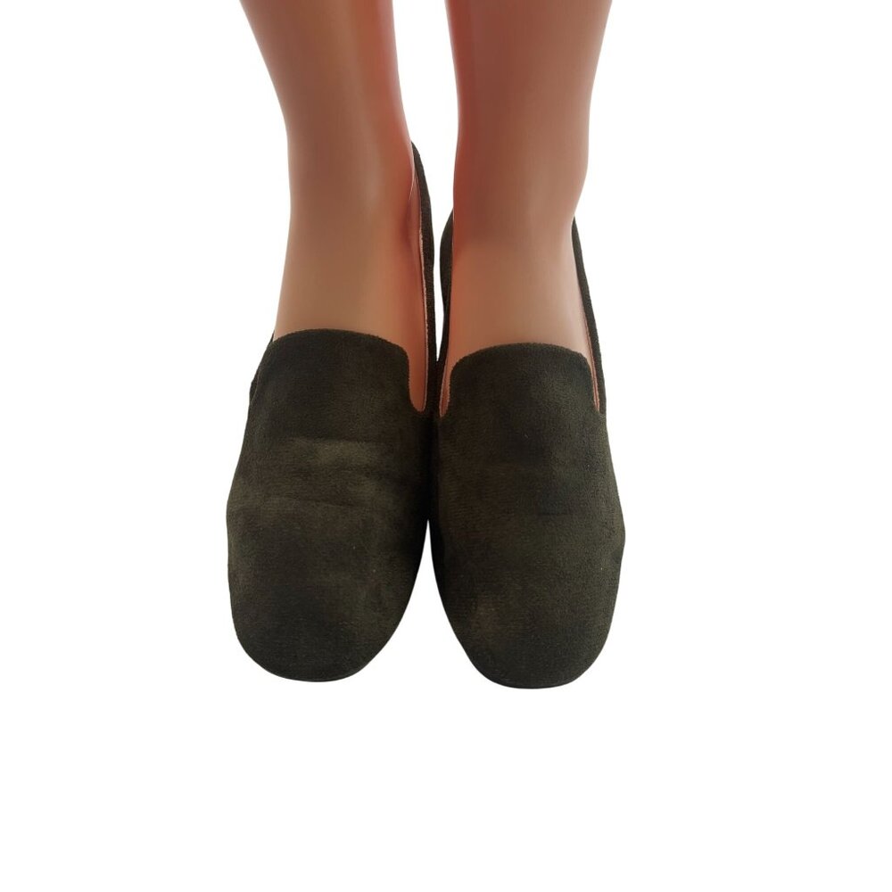 Unbranded Womens Olive Green Faux Suede Loafers Size 40